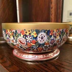 Vintage Daher Bright Floral Retro Biscuit Tin Made In England